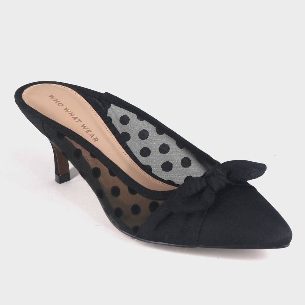 Who What Wear Sheer Polka Dot Point Toe Mule Heel